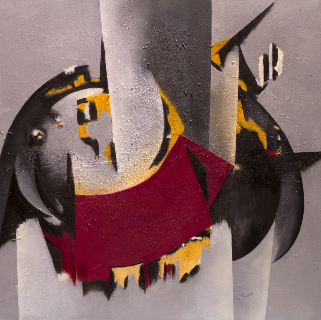 En gris. Acrilico, oleo y arena sobre tela. 100 x 100 cm. In gray. Acrylic, oíl and sand on canvas